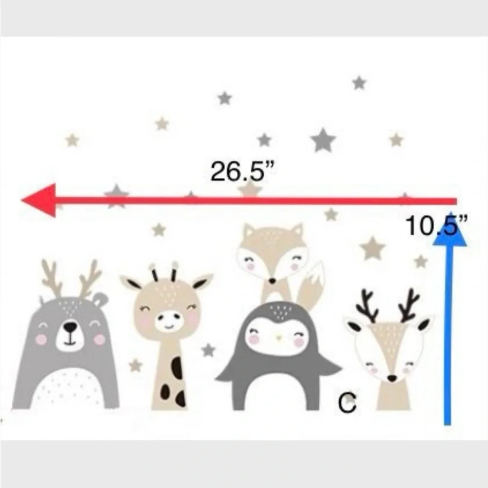 SET/4 WALL DECALS Neutral Animal Friends Removable Wall Sticker For Baby & Kids